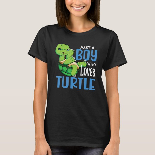 Just A Boy Who Loves Turtles Boys Cute Sea Turtles T-Shirt (Front)