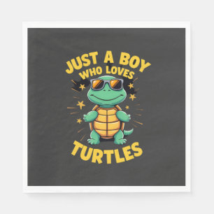 Just a boy who loves turtles Children boy (1) Napkin