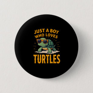 Just a boy who loves turtles Children boy (2) 6 Cm Round Badge