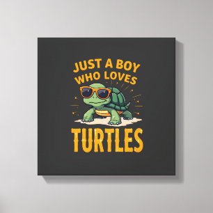 Just a boy who loves turtles Children boy (2) Canvas Print