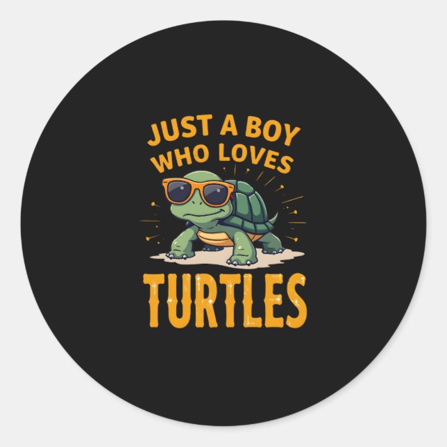Just a boy who loves turtles Children boy (2) Classic Round Sticker (Front)