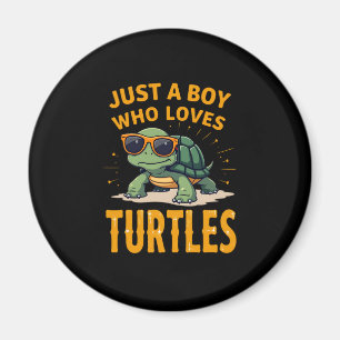 Just a boy who loves turtles Children boy (2) Magnet