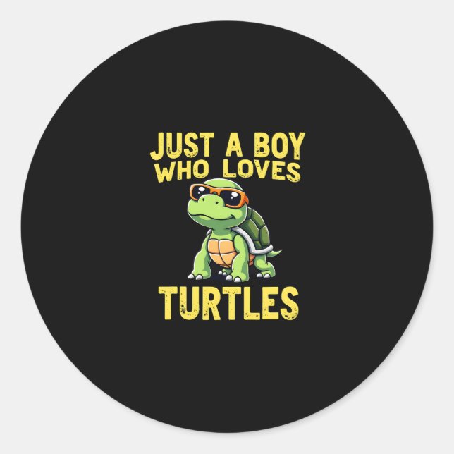 Just a boy who loves turtles Children boy (3) Classic Round Sticker (Front)