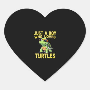 Just a boy who loves turtles Children boy (3) Heart Sticker