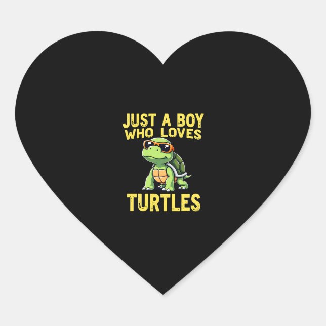 Just a boy who loves turtles Children boy (3) Heart Sticker (Front)