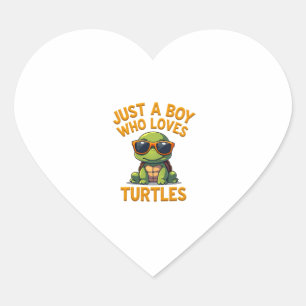 Just a boy who loves turtles Children boy Heart Sticker