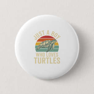 Just a Boy Who Loves Turtles Vintage Turtle Shirt_ 6 Cm Round Badge