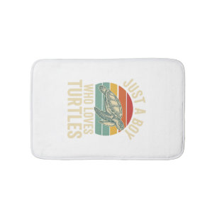 Just a Boy Who Loves Turtles Vintage Turtle Shirt_ Bath Mat