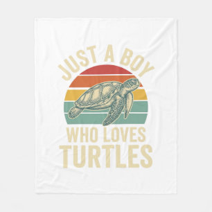 Just a Boy Who Loves Turtles Vintage Turtle Shirt_ Fleece Blanket