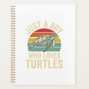 Just a Boy Who Loves Turtles Vintage Turtle Shirt_ Planner