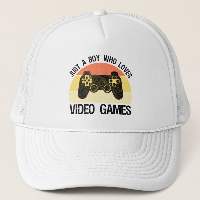 Just A Boy Who Loves Video Games Trucker Hat (Front)