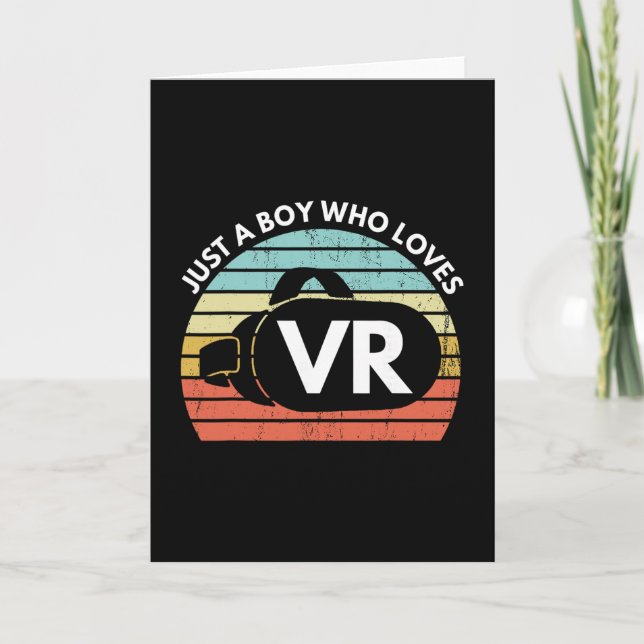 Just A Boy Who Loves Vr Funny Virtual Reality Athl Card (Front)
