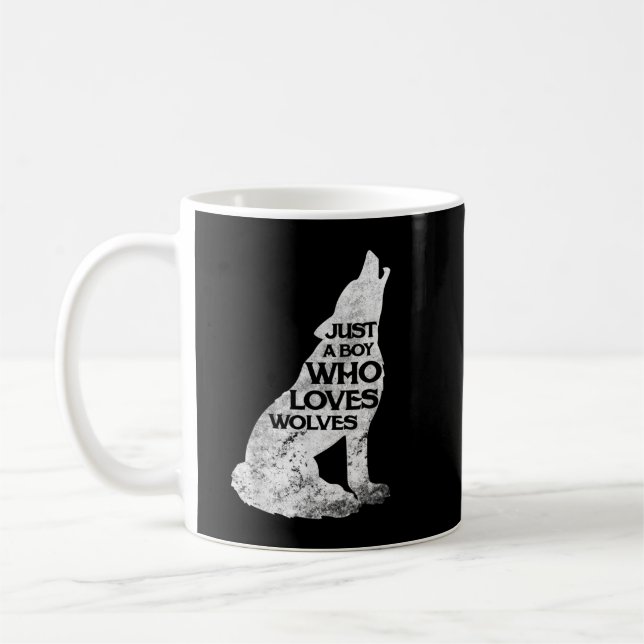 Just A Boy Who Loves Wolves Wolf Pack Girl Coffee Mug (Left)