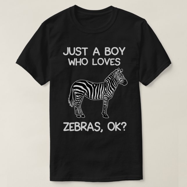 Just A Boy Who Loves Zebras T-Shirt (Design Front)