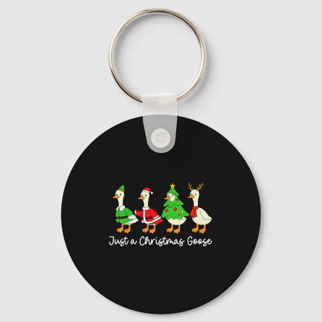 Just A Christmas Goose Funny Christmas Xmas Pajama Key Ring (Front)
