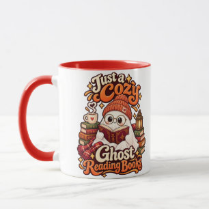Just a Cosy Ghost Reading Books Cute Halloween Mug