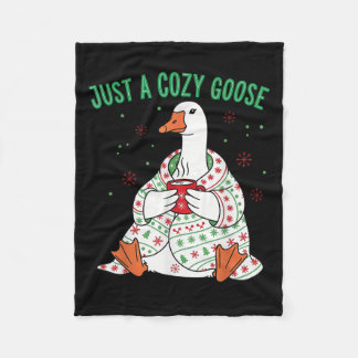 Just A Cozy Goose Funny Christmas Men Women Kids S Fleece Blanket