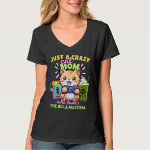 Just A Crazy Cat Mum Who Loves Gaming Iced Matcha T-Shirt