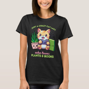Just A Crazy Gamer Cat Lady Who Loves Plants & Boo T-Shirt