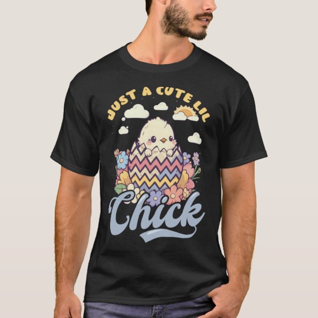 Just A Cute Little Chick Christian Easter T-Shirt (Front)