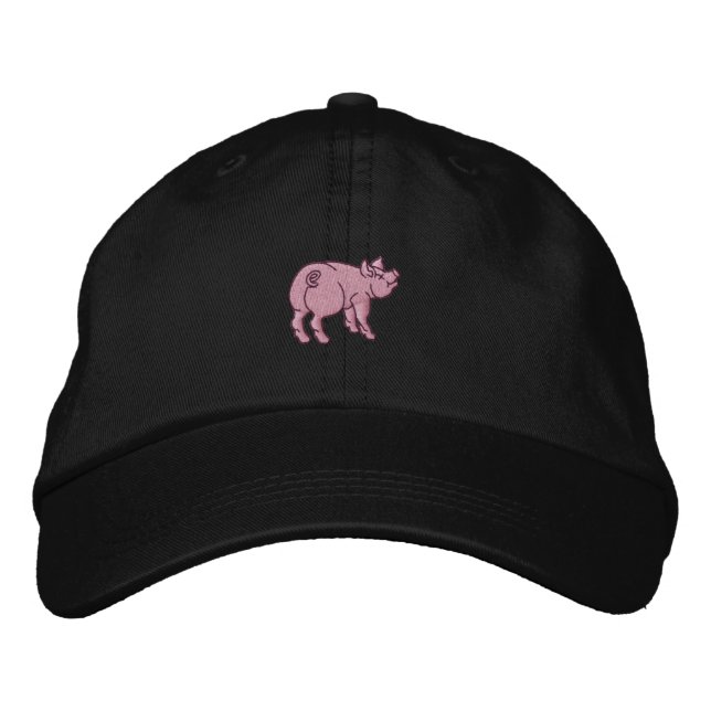 Just A Cute Little Pig Embroidered Hat (Front)