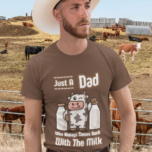 Just A Dad Funny Cow with Milk Dad Jokes Men's T-Shirt