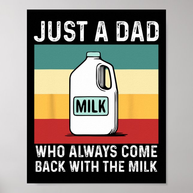Just A Dad Who Always Come Ck With Milk Funny Fath Poster (Front)