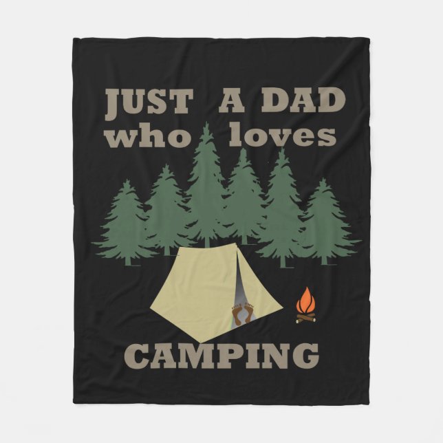 just a dad who loves camping and hiking fleece blanket (Front)