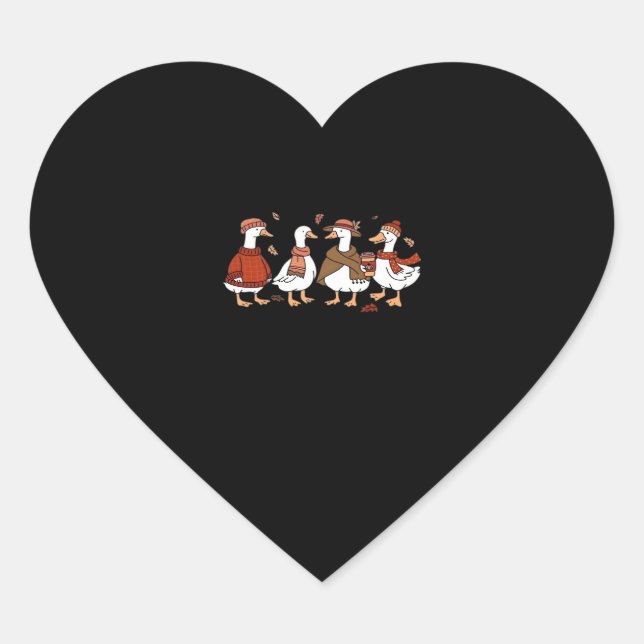 Just a Fall Goose Oversized T-Shirt Heart Sticker (Front)