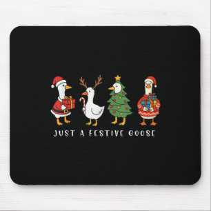 Just A Festive Goose Funny Santa Goose Silly Merry Mouse Mat