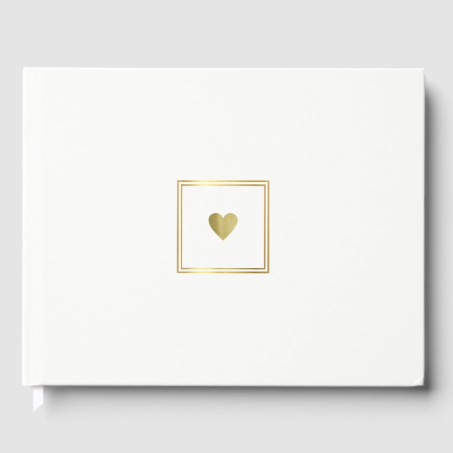just a framed faux gold heart on white guest book (Front)