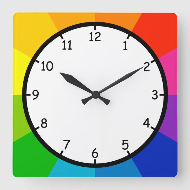 Just a Fun and Colourful Colour Wheel Wall Clock (Front)