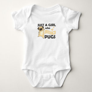Just A Girl A Pug Loves Kawaii Baby Bodysuit