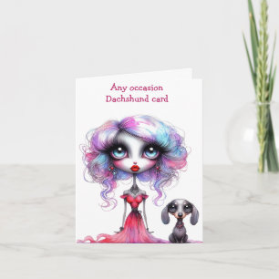 Just a Girl and Her Dachshund Dog Card
