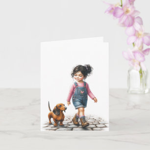 Just a girl and her Dachshund (downloadable)  Card