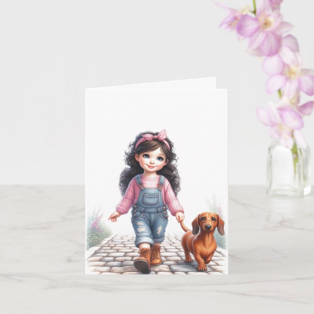 Just a girl and her Dachshund (downloadable)  Card (Orchid)