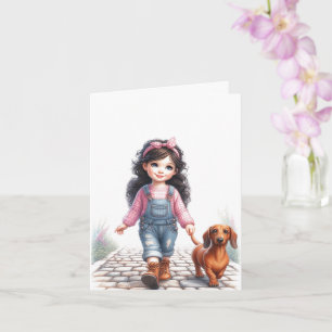 Just a girl and her Dachshund (downloadable)  Card