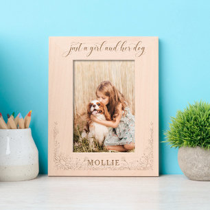 Just a Girl and Her Dog Floral Photo Etched Frames