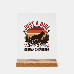 Just A Girl German Shepherd Vintage Dog Lover Desi Acrylic Sign