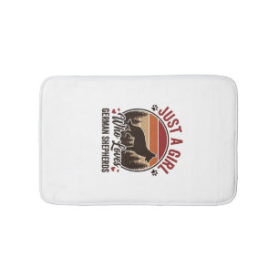 Just A Girl German Shepherd Vintage Dog Lover Desi Bath Mat
