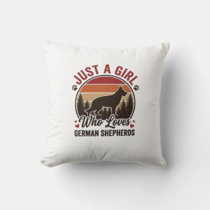 Just A Girl German Shepherd Vintage Dog Lover Desi Cushion