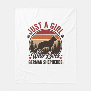 Just A Girl German Shepherd Vintage Dog Lover Desi Fleece Blanket