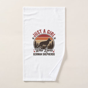 Just A Girl German Shepherd Vintage Dog Lover Desi Hand Towel