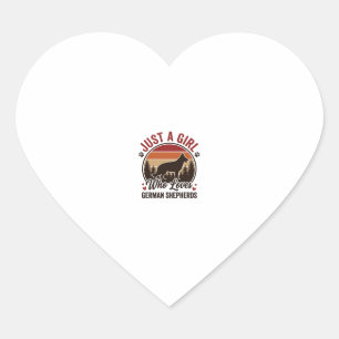 Just A Girl German Shepherd Vintage Dog Lover Desi Heart Sticker