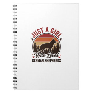 Just A Girl German Shepherd Vintage Dog Lover Desi Notebook