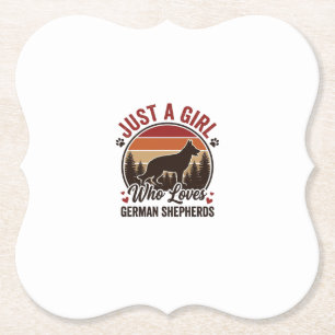 Just A Girl German Shepherd Vintage Dog Lover Desi Paper Coaster