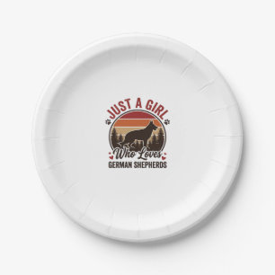 Just A Girl German Shepherd Vintage Dog Lover Desi Paper Plate