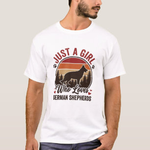 Just A Girl German Shepherd Vintage Dog Lover Desi T-Shirt
