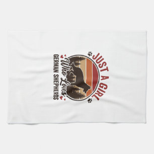 Just A Girl German Shepherd Vintage Dog Lover Desi Tea Towel