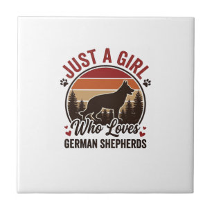 Just A Girl German Shepherd Vintage Dog Lover Desi Tile